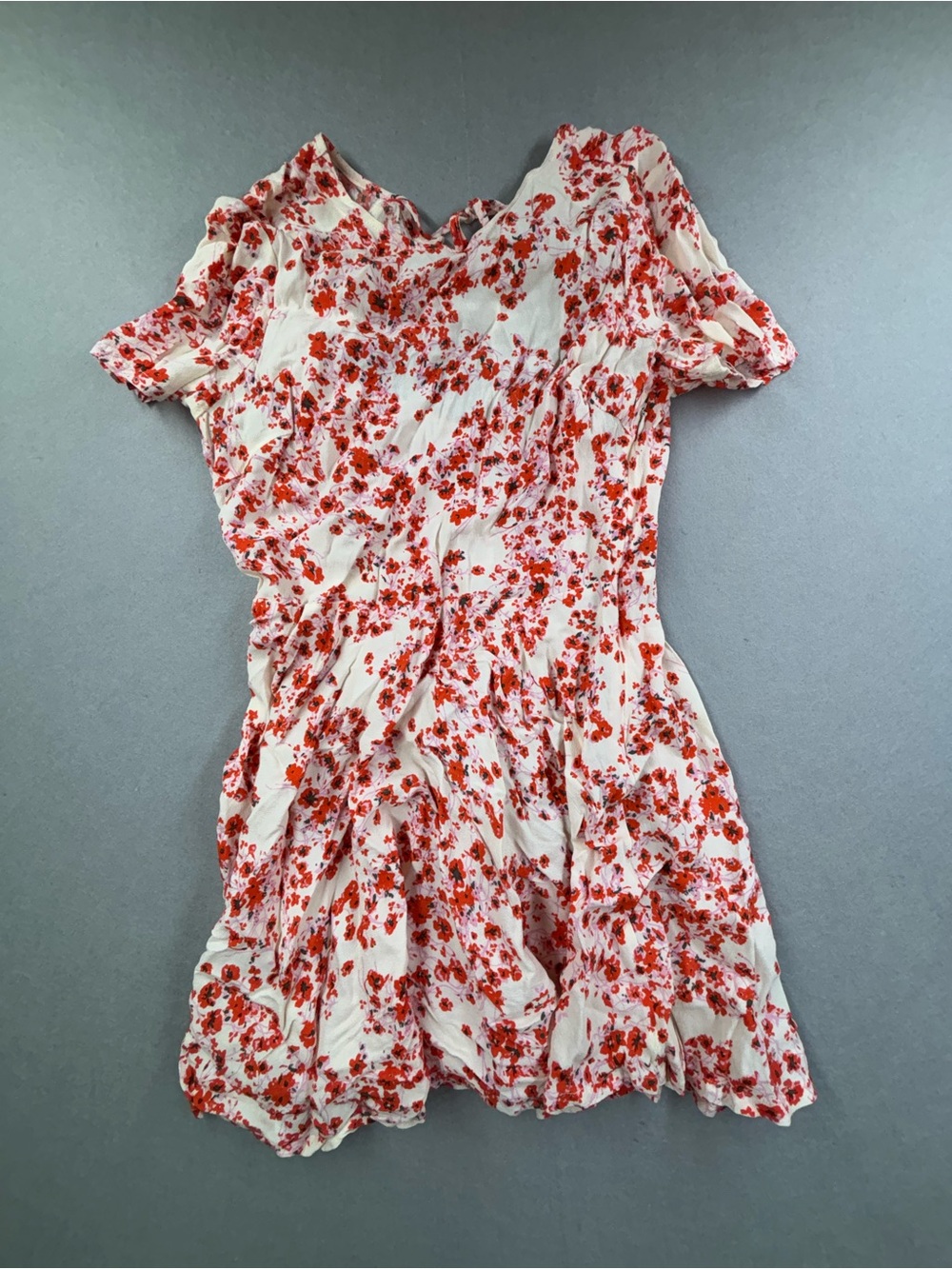 Forever 21 White Mini Dress with Red Floral Print‎